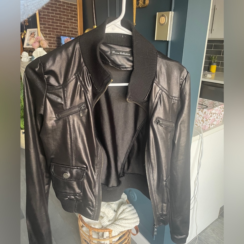 Light summer vegan leather jacket
